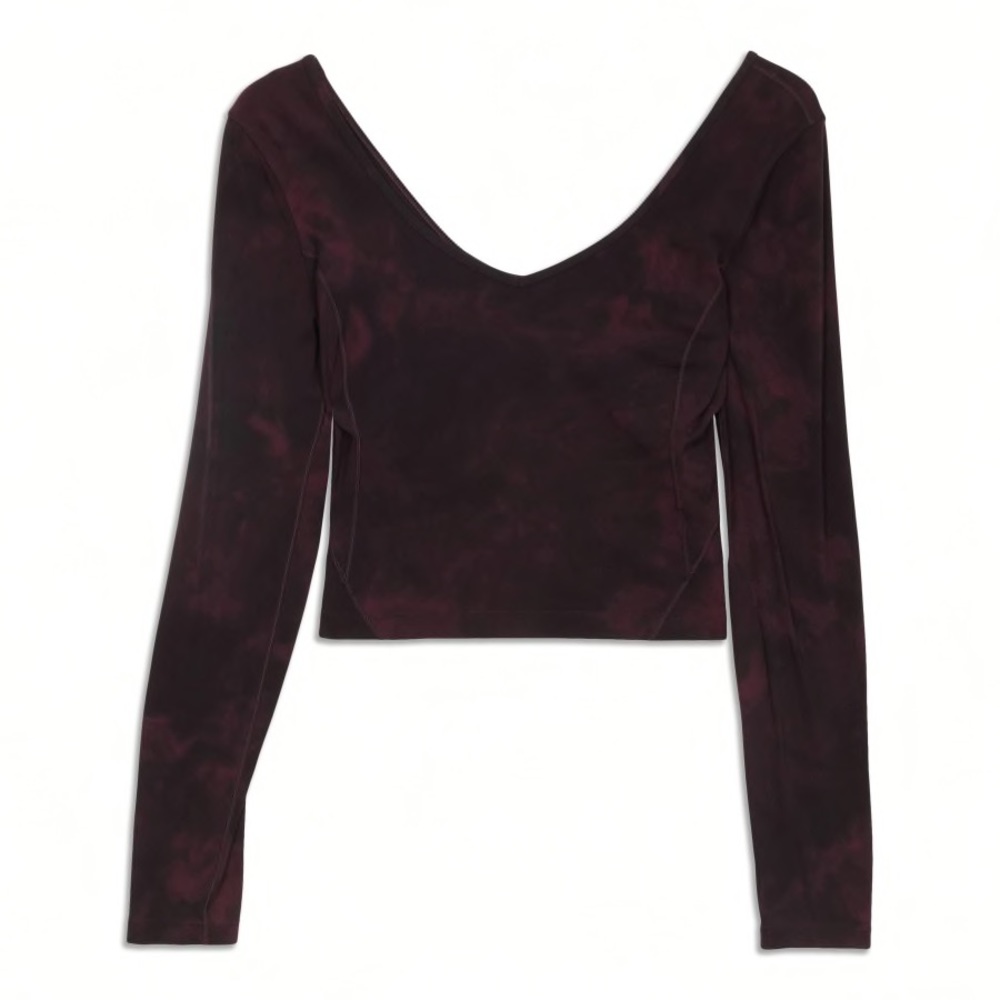 Lululemon Align Long Sleeve Crop Top in Diamond Dye Cassis Black - Size 10